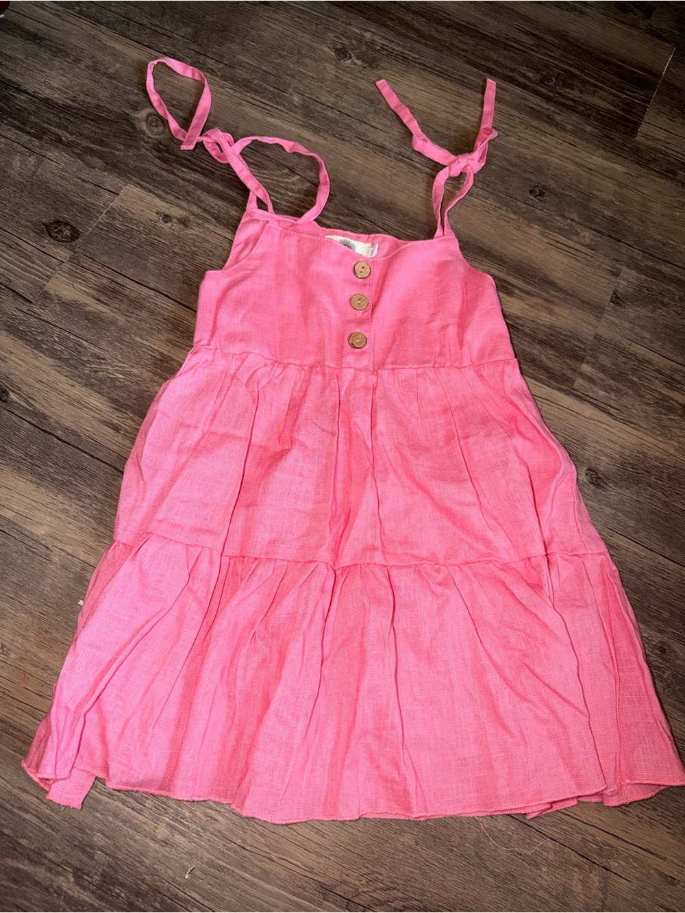 SALTY SHREDS Pink Tiered Tie-Shoulder Sundress